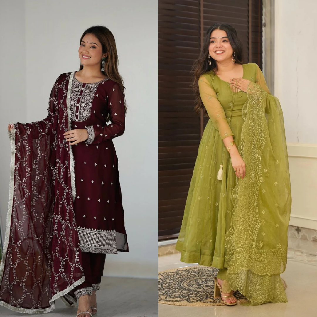 2 Combo Suit Set With Dupatta